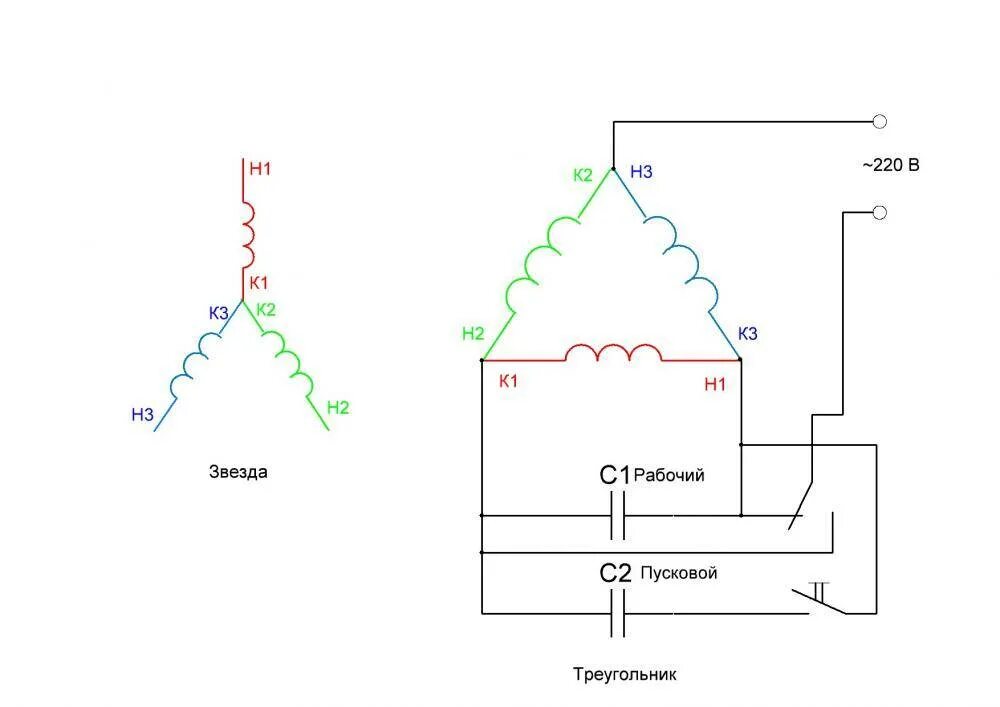 Подключение 220 вольт двигателя треугольником Схема звезда треугольник электродвигателя 380