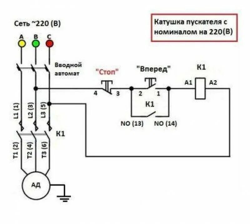 Подключение 3 фазного двигателя через магнитный пускатель Альтернативные способы подключения магнитного пускателя на напряжение 220 В и 38