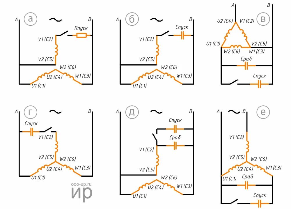 Подключение 3 фазного двигателя в однофазную Подключение электродвигателя