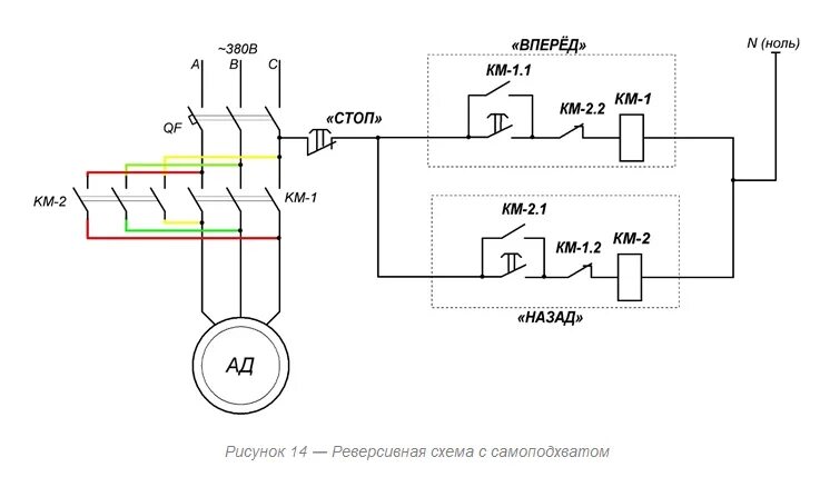 Подключение 3 фазного мотора в реверсивном Реверсивная схема подключения электродвигателя