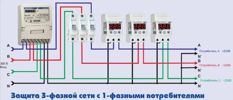 Подключение 3 фазного напряжения Реле напряжения: типы и подключение