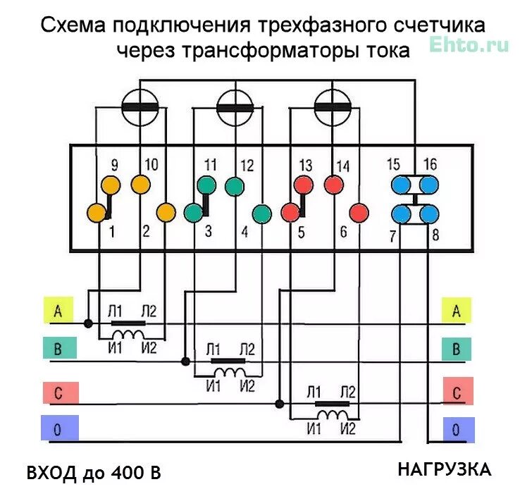 Подключение 3 х фазного трансформатора тока Схемы подключения трёхфазного электросчётчика