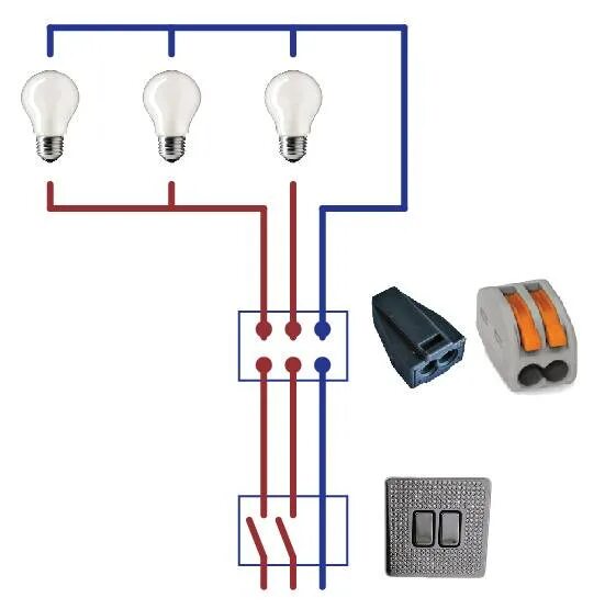 Подключение 3 х лампочек Как подсоединить лампочку три провода