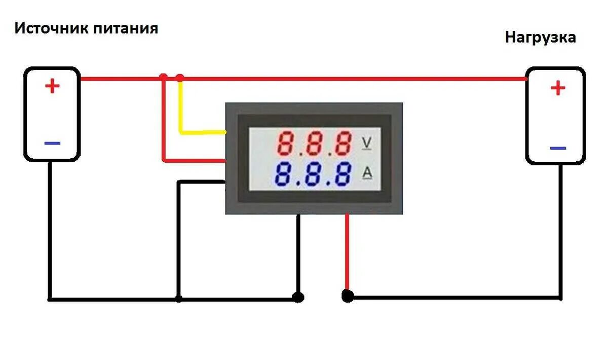 Подключение 3 х проводного вольтамперметра с алиэкспресс Картинки СХЕМА ВОЛЬТАМПЕРМЕТРА С АЛИЭКСПРЕСС