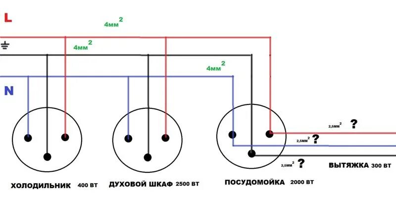 Подключение 3 х розеток Ответы Mail.ru: вопрос к электрикам