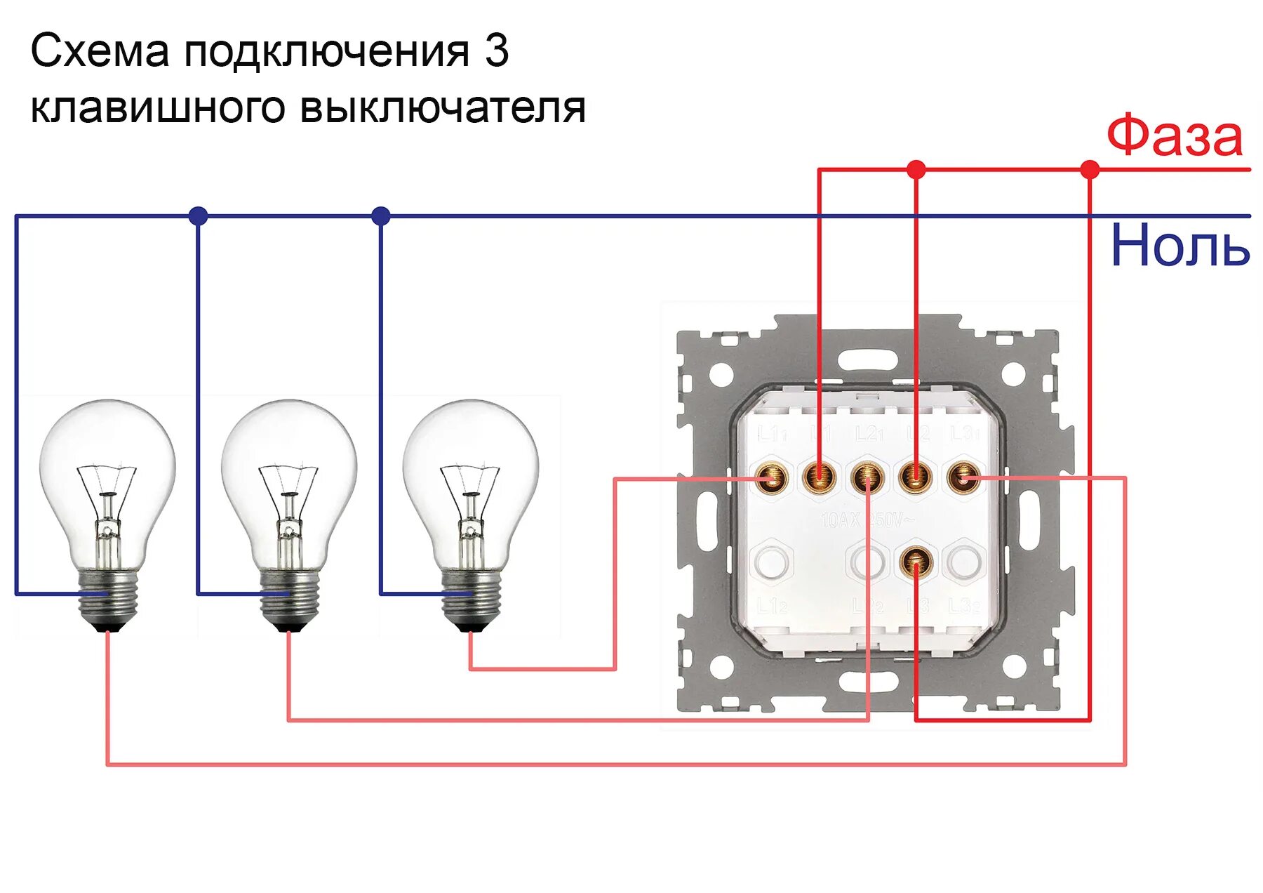 Подключение 3 клавишного выключателя Трехклавишный выключатель CGSS черный Эстетика GL-W103-BCM - выгодная цена, отзы