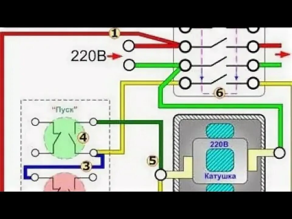 Подключение 3 кнопочного поста цепь пуск стоп для контактора √ pusk stop circuit for contactor √ kontaktor uchu