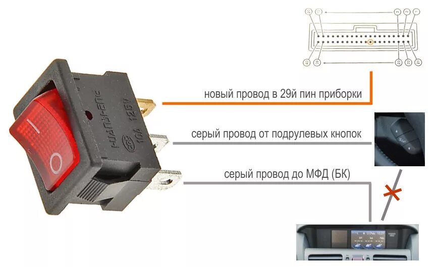 Подключение 3 контактного выключателя Переключатель управления приборкой и прочие мелочи - Subaru Forester (SJ), 2 л, 