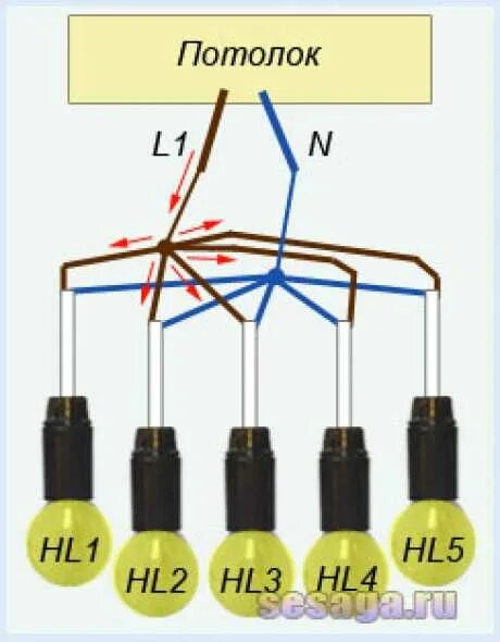 Подключение 3 лампочек к двум проводам Как подключить люстру (с 2, 3, 5, 6 лампами) к двухклавишному выключателю: инстр