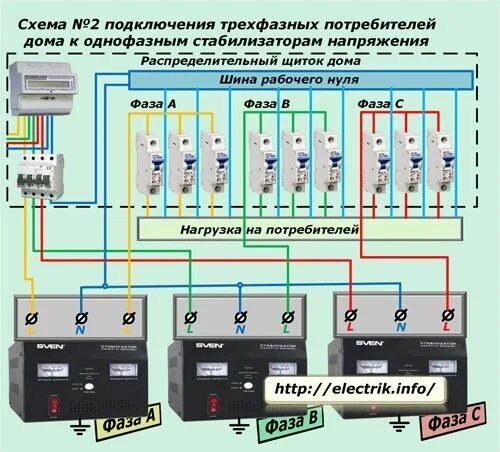 Подключение 3 однофазных стабилизаторов Как подключить стабилизатор напряжения однофазный Электропроводка