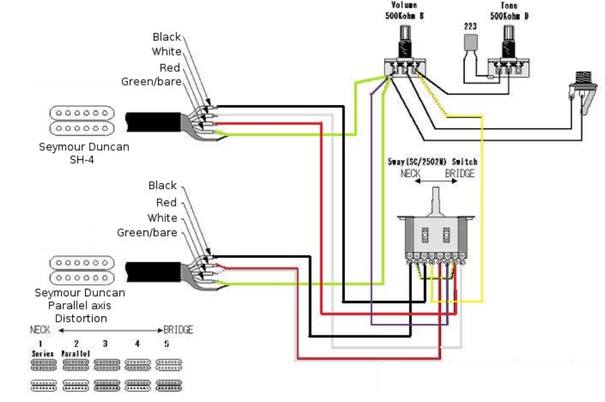 Подключение 3 позиционного переключателя Ibanez HH 5 Way Switch With Duncans