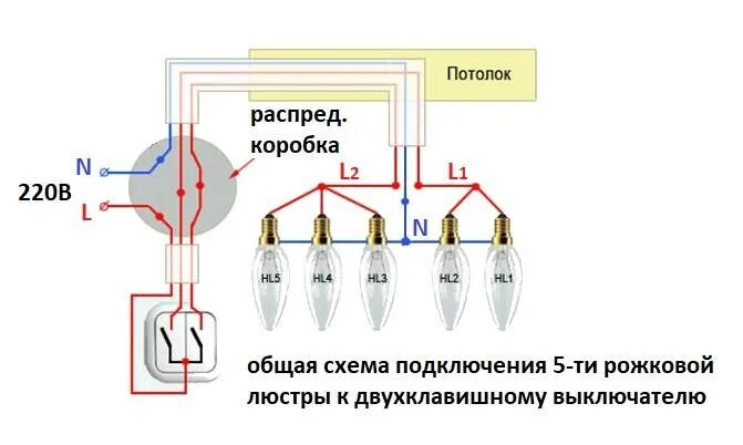 Подключение 3 рожкового светильник а Как подключить люстру своими руками без ошибок