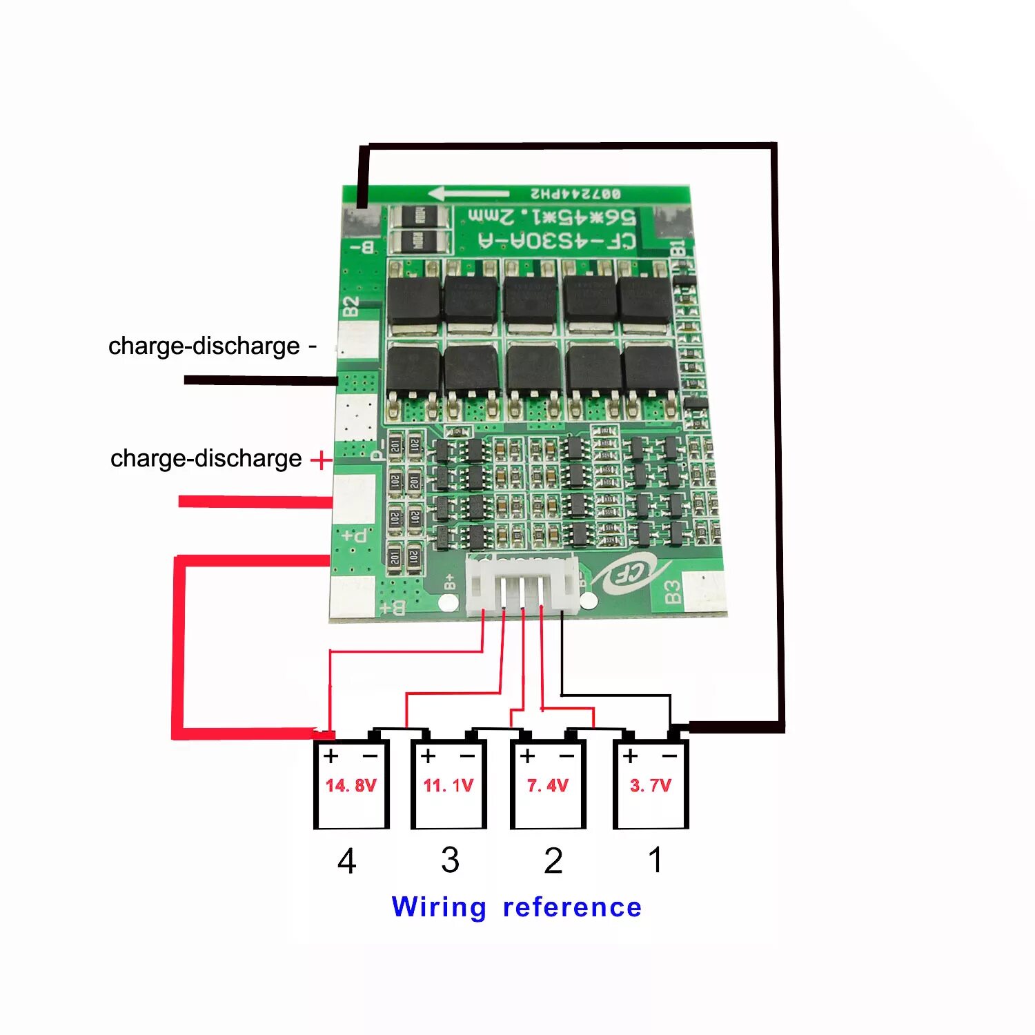 Подключение 3 с платы Aihasd 4S 30A 14.8V Li-ion Lithium 18650 Battery BMS Packs PCB Protection Board 