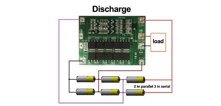 Подключение 3 с платы Защитная плата 3S/4S 40A/60A 18650 BMS, для зарядки литий-ионных батарей, для дв