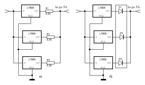 Подключение 3 стабилизаторов 78L05 параллельно? Амперка / Форум