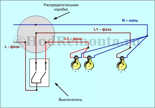 Подключение 3 светильников Ответы Mail.ru: Не правильно работает двух клавишный выключатель, в чем проблема