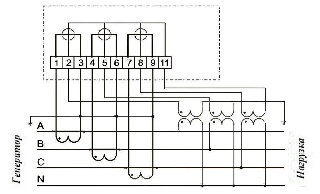 Подключение 380 счетчика через трансформаторы схема Подключение трехфазного электросчетчика с трансформаторами напряжения