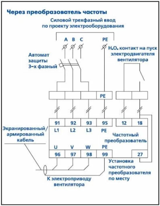 Подключение 3х фазного двигателя через частотный преобразователь Подключение частотного преобразователя