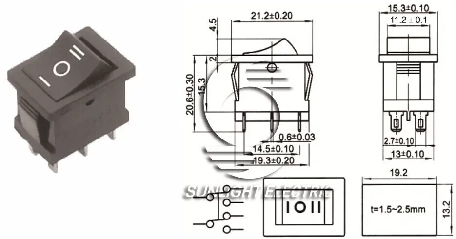 Подключение 3х контактной кнопки с подсветкой Sub-miniature Type Kcd1-203-1 On-off-on T85 3 Way 6 Pins Rocker Switch - Buy On-