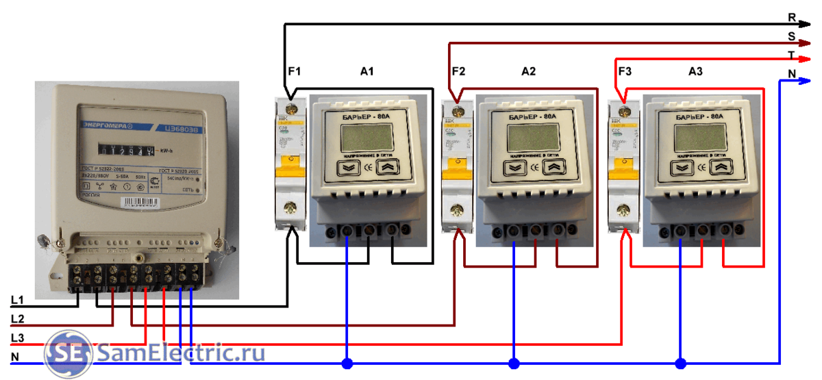 Подключение 3х реле напряжения Зачем ставить трехфазное реле напряжения СамЭлектрик.ру Дзен