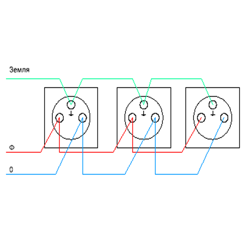 Подключение 3х розеток Схема подключения четырехместной розетки этюд