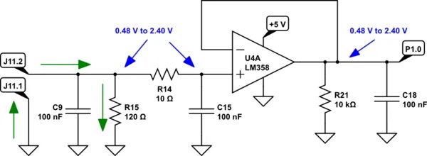 Подключение 4 20ma operational amplifier - How does this circuit read 4-20mA current loop input thr