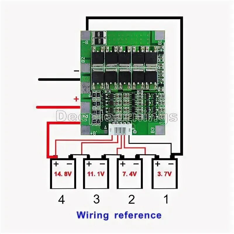 Подключение 4 bms 30A 14.8V 4S Li-ion Lithium Battery BMS PCB Protection Board Cell Balance eBay