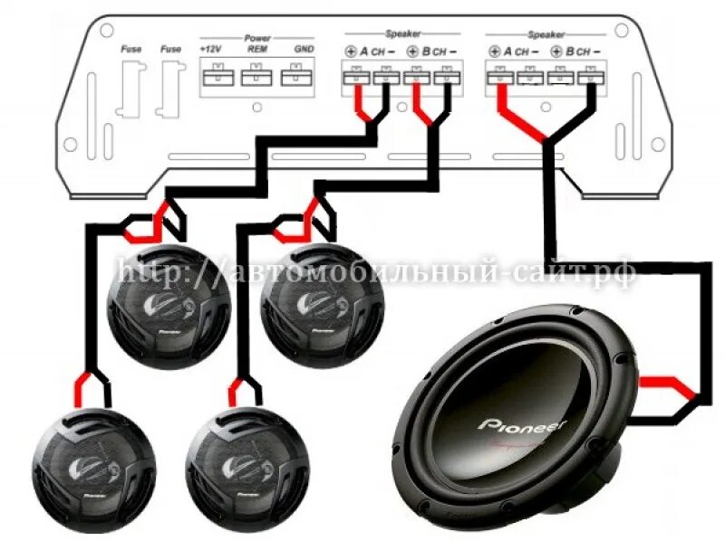 Подключение 4 динамиков к усилителю Как подключить усилитель в машине? Как подключить саб к усилителю? - DRIVE2