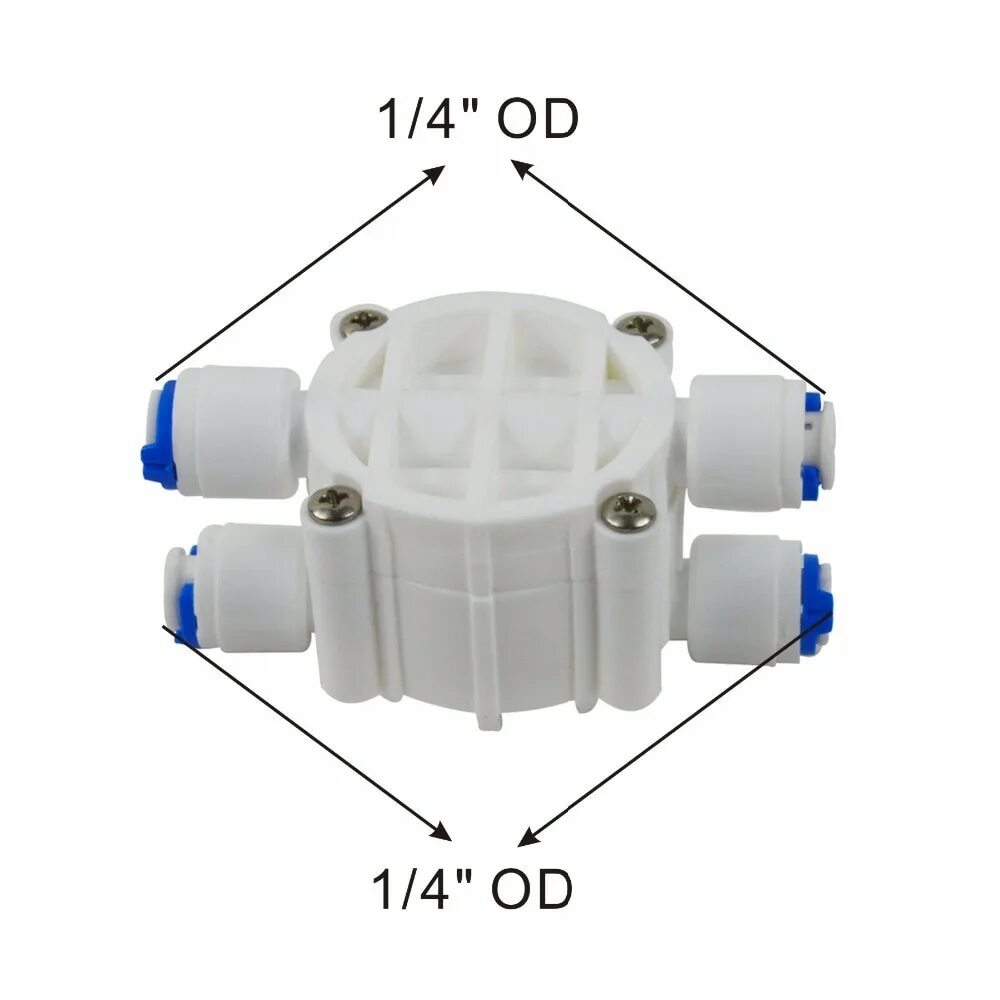 Подключение 4 ходового клапана обратного осмоса 4-ходовой адаптер, Автоматический запорный клапан 1/4 дюйма для фильтров для вод
