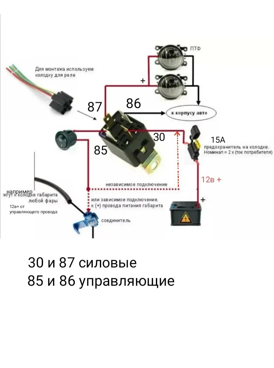 Подключение 4 контактного реле на противотуманные фары ДХО/ПТФ - Skoda Octavia A5 Mk2, 1,6 л, 2008 года своими руками DRIVE2