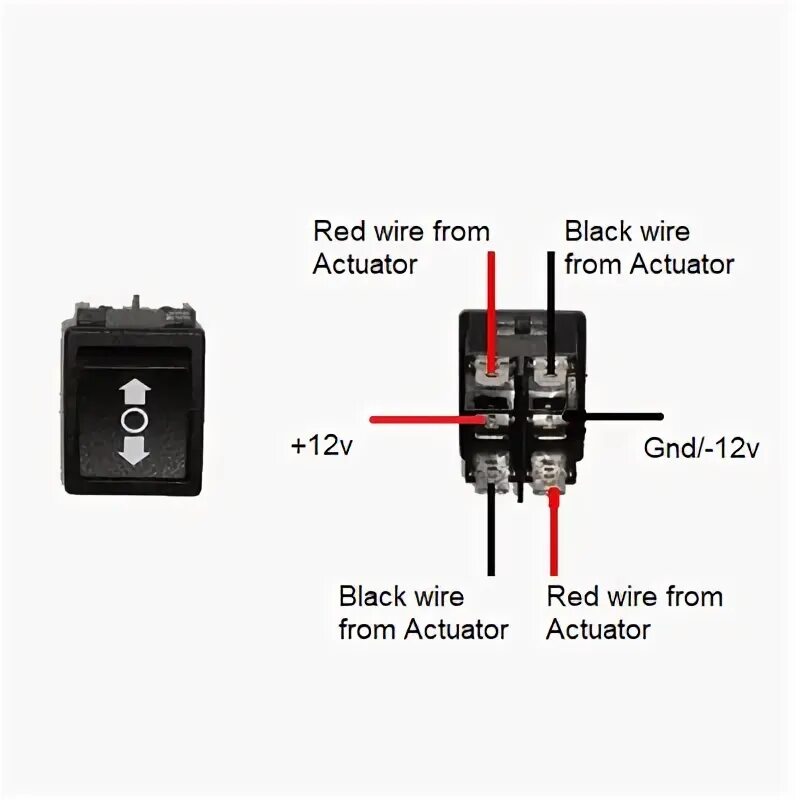 Подключение 4 контактной кнопки Rocker Switches for Linear Actuators Firgelli