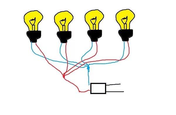 Подключение 4 лампочек к одному выключателю Ответы Mail.ru: как подсоединить четыре лампочки к одной вилке?