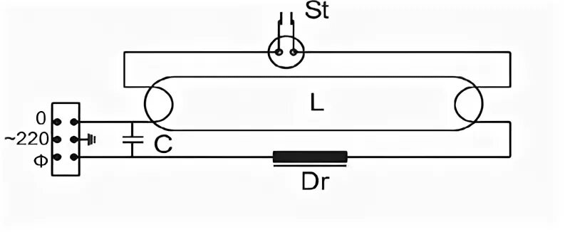 Подключение 4 люминесцентных ламп Стартеры для люминесцентных ламп