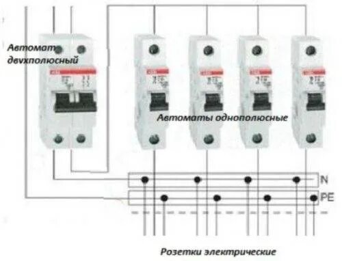 Подключение 4 однополюсных автоматов Назначение и установка двухполюсного и трехполюсного выключателя