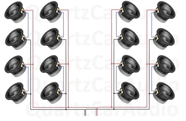 Подключение 4 омных динамиков наглядная схема коммутации 8 пар Alphard mm-60 (4oM) к усилителю Apocalypse AAB-