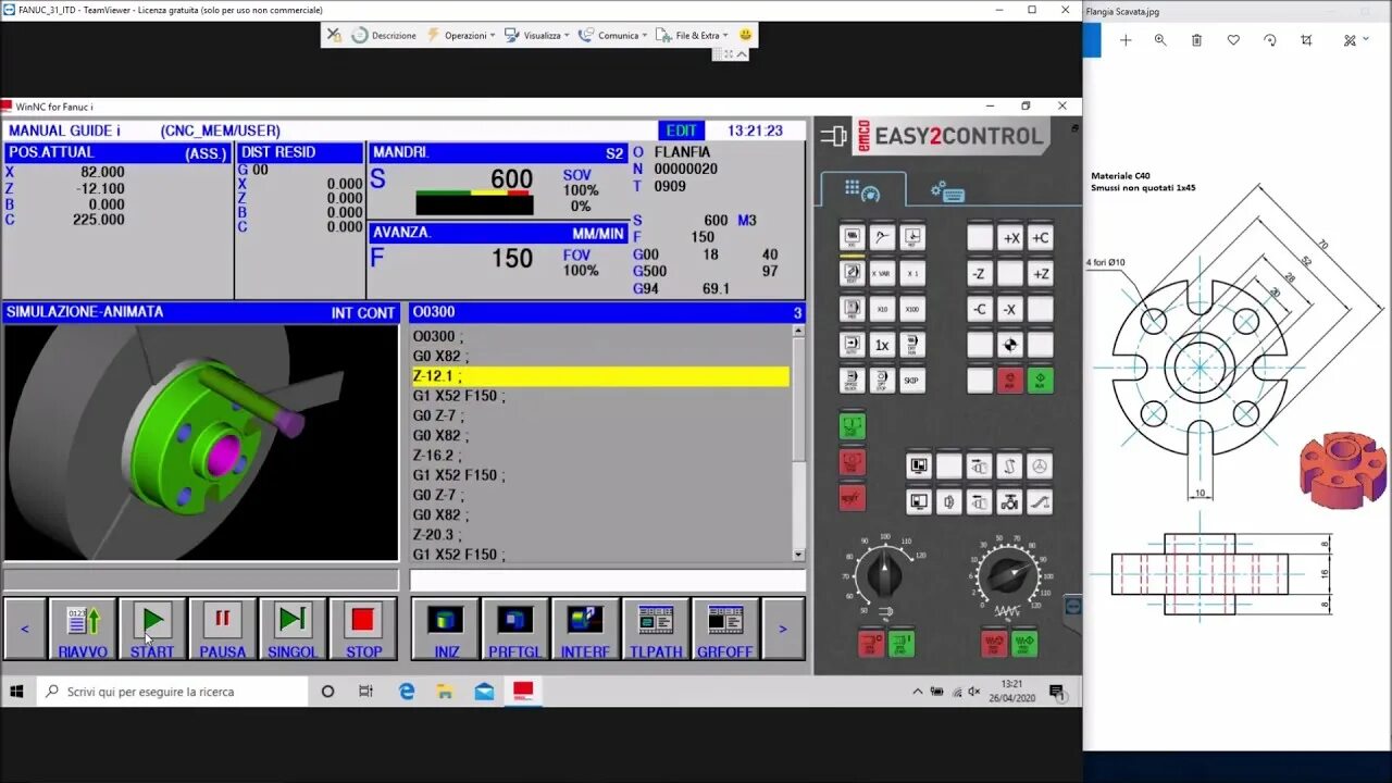 Подключение 4 оси fanuc Esempi pratici di programmazione Iso CNC Fanuc. Practical examples of ISO progra