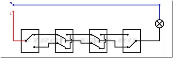 Подключение 4 переключателей 4 проходных выключателя схема - найдено 86 картинок