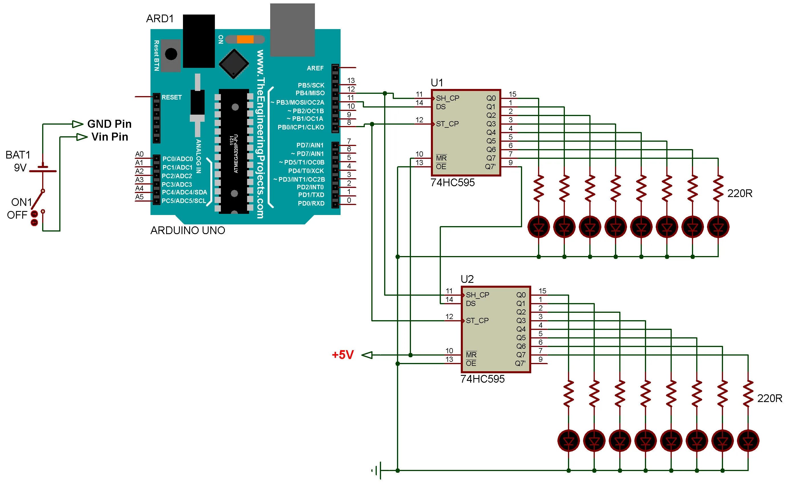 Подключение 4 разрядного китайского модуля индикации vaw 74HC595 Dual Binary Counters