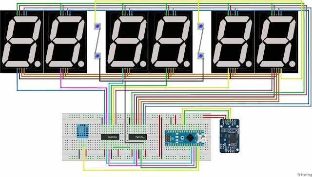 Подключение 4 разрядного китайского модуля индикации vaw DIY Big 6 Digit Led Clock Arduino + RTC DS3231 - Dicky B_Mz Arduino rtc, Led clo