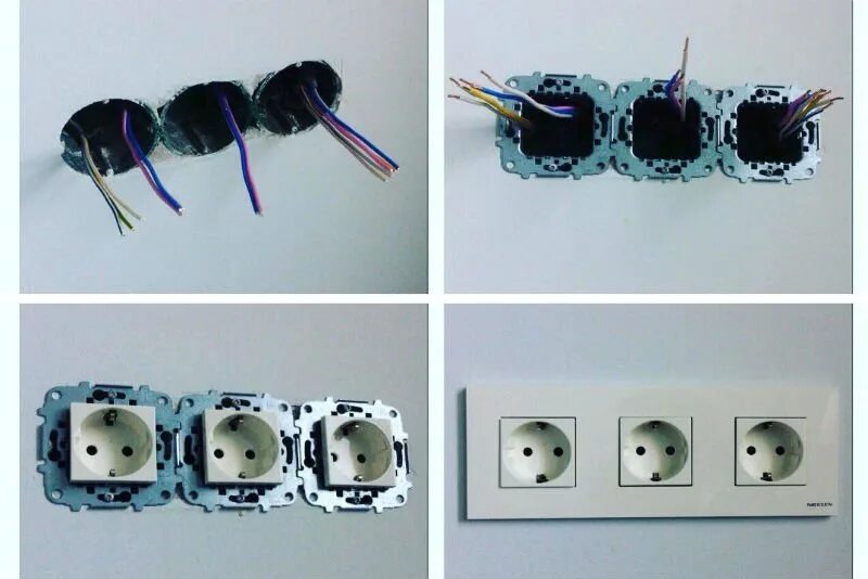Подключение 4 розеток в ряд Розетки планки