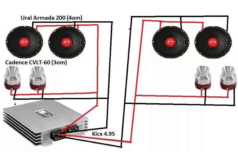 Подключение 4 сабов Ответы Mail.ru: Подключение фронта на усилитель.