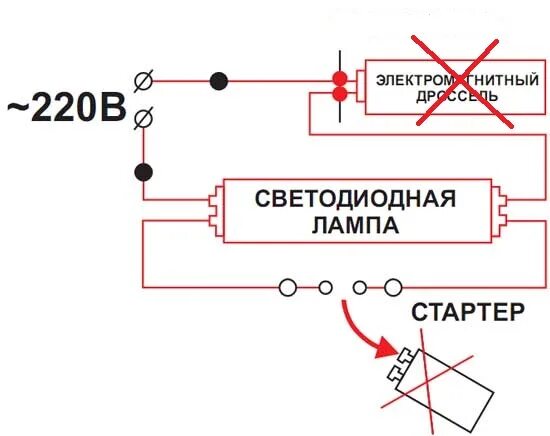 Подключение 4 светодиодных ламп Т8 - 600