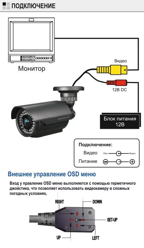 Подключение 4 видеокамер Proto-W03V212IR Уличные видеокамеры с ИК