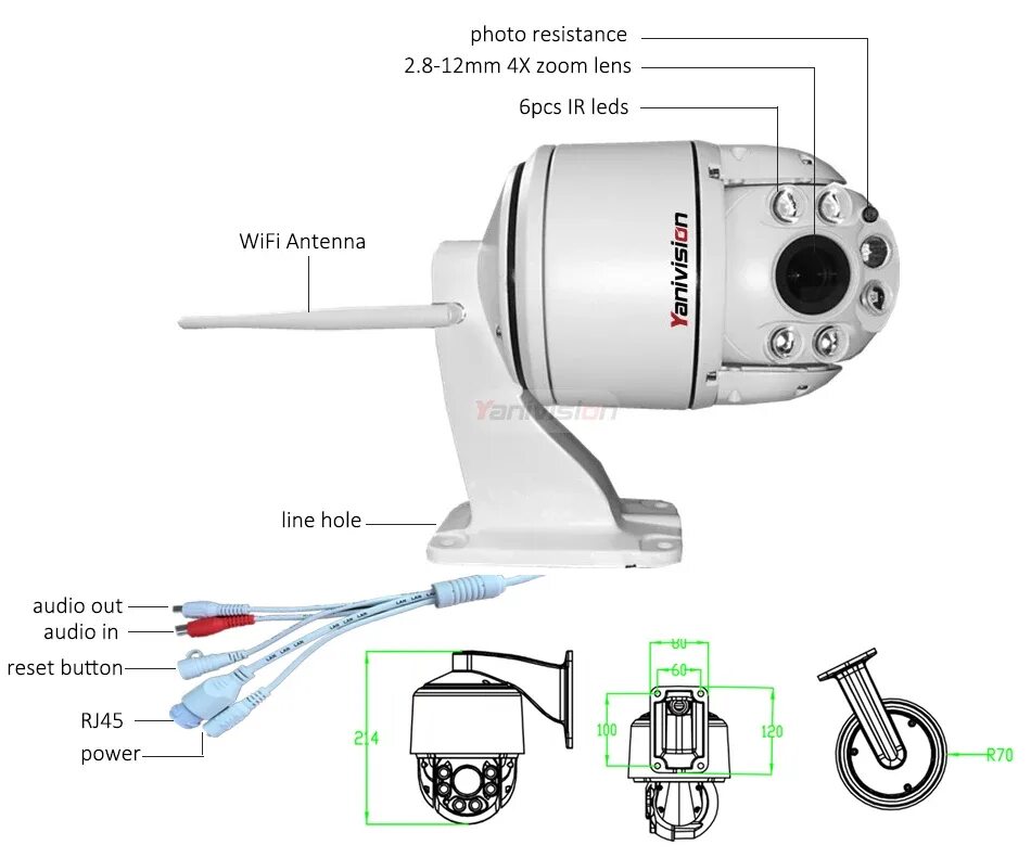 Подключение 4g камеры v380pro Yanivision Wireless Wifi HD Dome IP Camera Outdoor PTZ Pan/Tilt/Zoom Auto Focus 