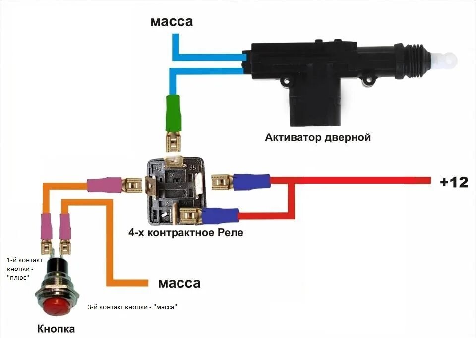 Подключение 5 контактного активатора замка Убитые активатор и реле. или как я ставил электропривод - Lada 21074, 1,6 л, 200