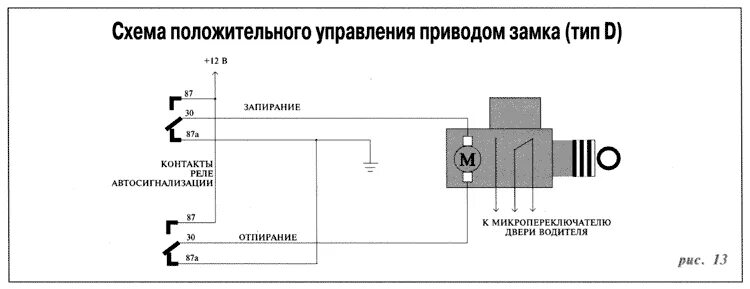 Подключение 5 контактного активатора замка Системы дистанционного управления запиранием/отпиранием замков дверей