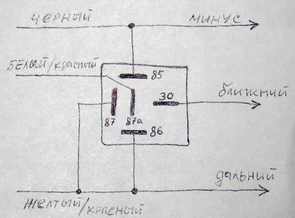 Подключение 5 контактного реле на свет 24в Схема подключения фар через реле (четырехконтактное)