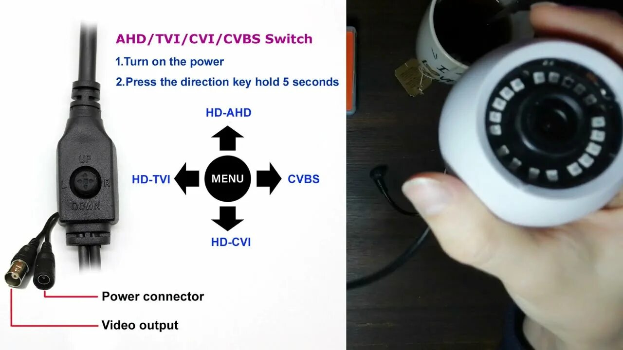 Подключение ahd камеры андроид Переключение камеры CVBS/AHD/TVI без OSD - YouTube