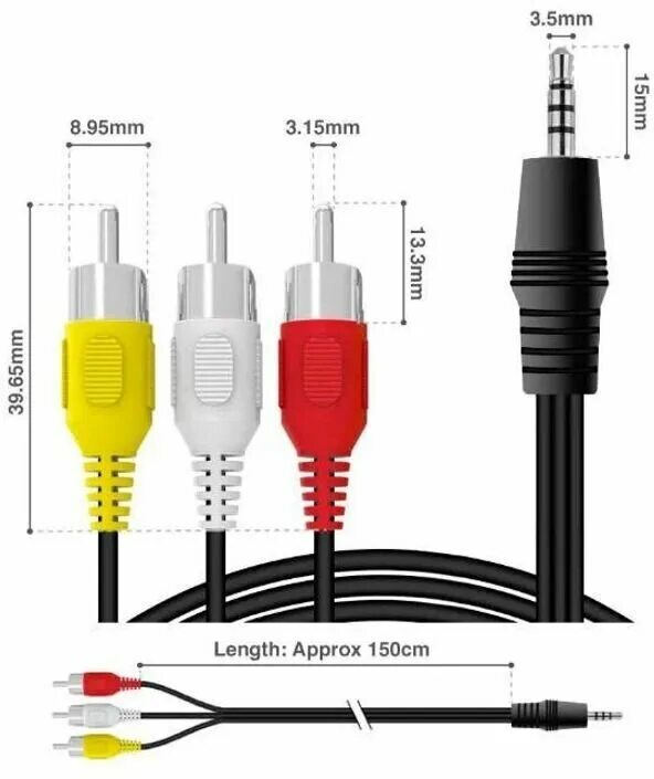 Подключение av кабеля к телевизору 2хRCA (m) - Jack 3.5 (m) Тюльпан - купить в интернет-магазине по низкой цене на 