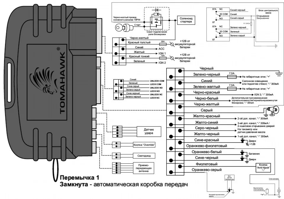Подключение автомобильных сигнализаций Установка Tomahawk - Toyota Corona Premio (T210), 1,8 л, 1998 года электроника D